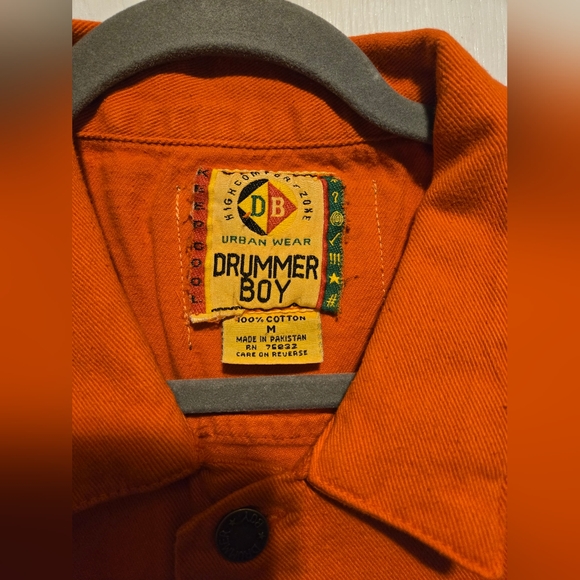 NWT Vintage 90s Deadstock Drummer Boy denim Jeans Jacket Vest Color Orange Sz M - Picture 7 of 8